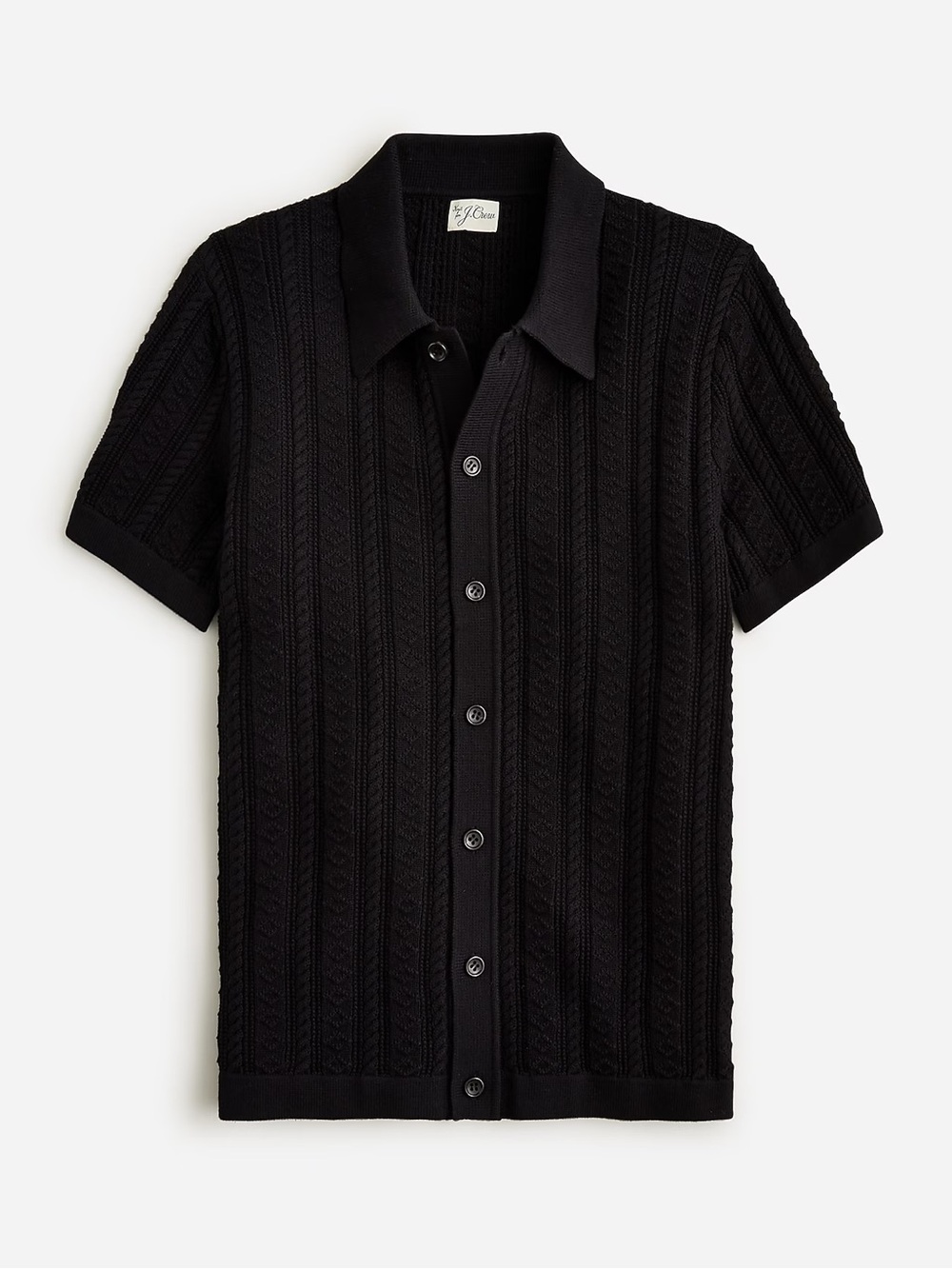 J. Crew short-sleeve cotton guernsey stitch polo cardigan sweater